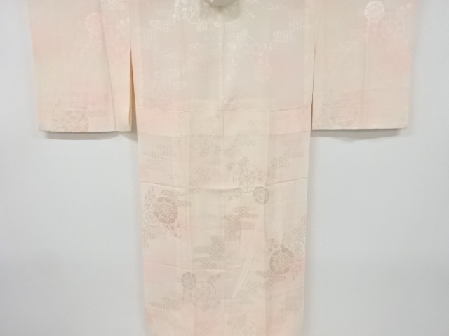 ヱ霞に源氏車模様織り出し単衣長襦袢